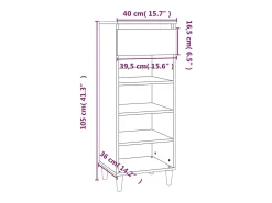 Zapatero gris hormigón 40x36x105 cm Madera de ingeniería