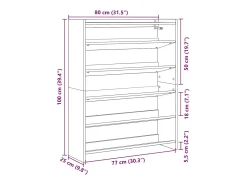 Zapatero gris hormigón 80x25x100 cm madera de ingeniería
