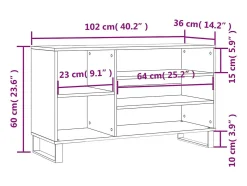 Zapatero gris hormigón 102x36x60 cm Madera de ingeniería