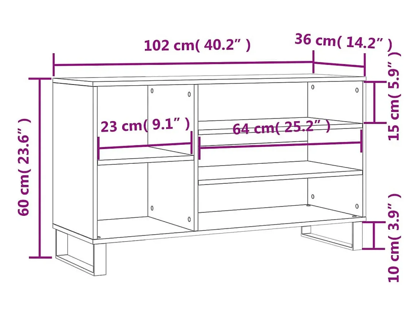 Zapatero gris hormigón 102x36x60 cm Madera de ingeniería