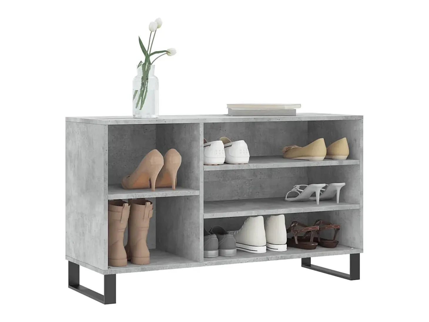 Zapatero gris hormigón 102x36x60 cm Madera de ingeniería