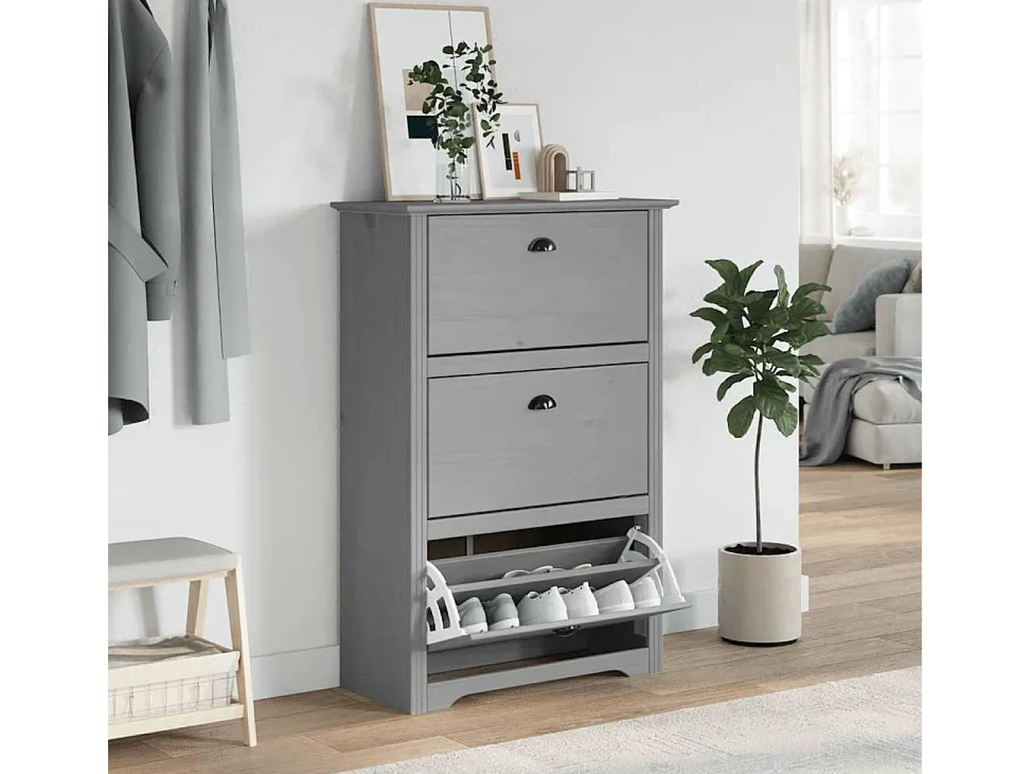 Zapatero gris 80x35x118 cm