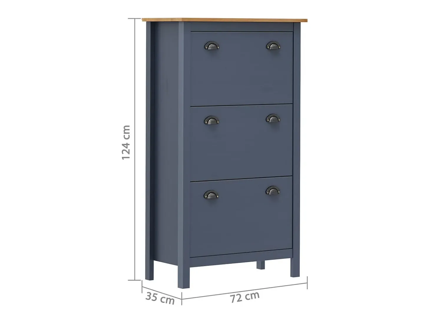 Zapatero Gris 72x35x124 cm Madera Maciza de Pino