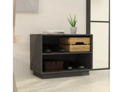 Zapatero gris 60x34x45 cm Madera maciza de pino