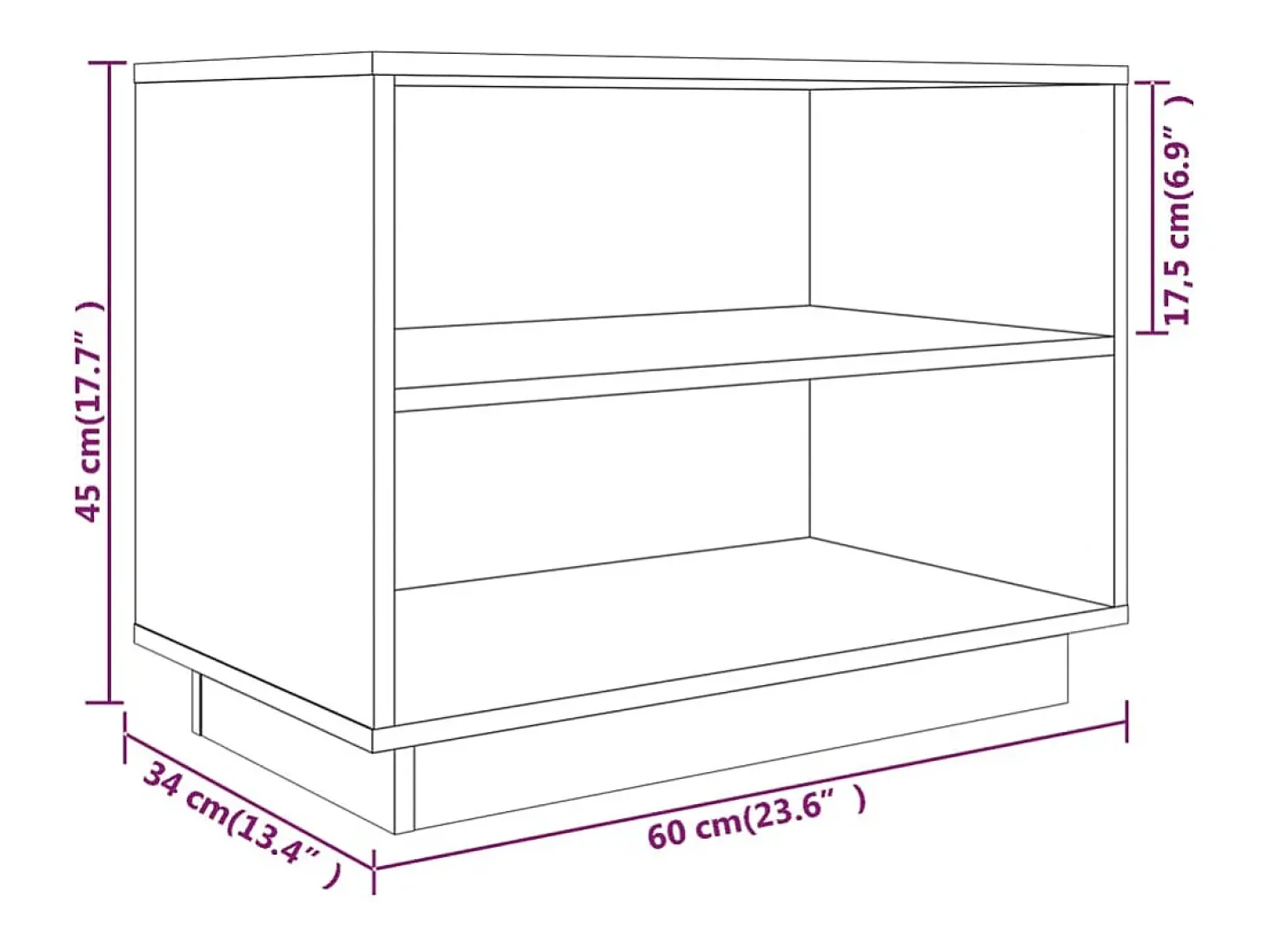 Zapatero gris 60x34x45 cm Madera maciza de pino