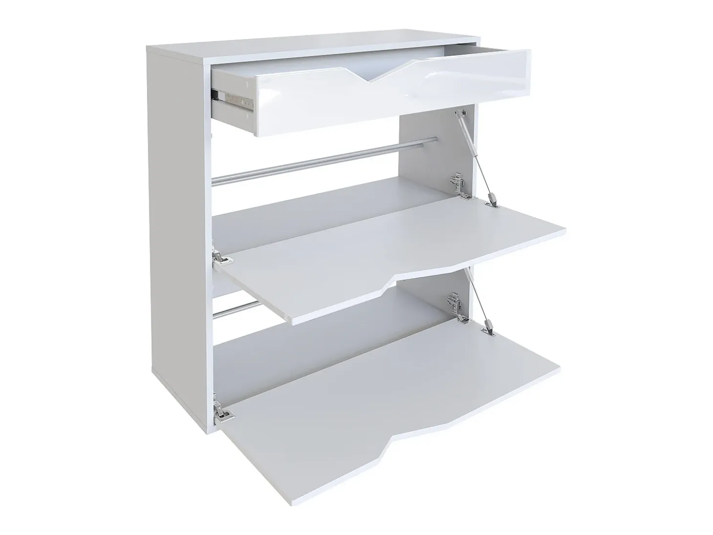 Zapatero Kolmio 85 x 87 x 33 cm, cuerpo en blanco mate, frentes en Burdeos de alto brillo | Amplia selección de colores