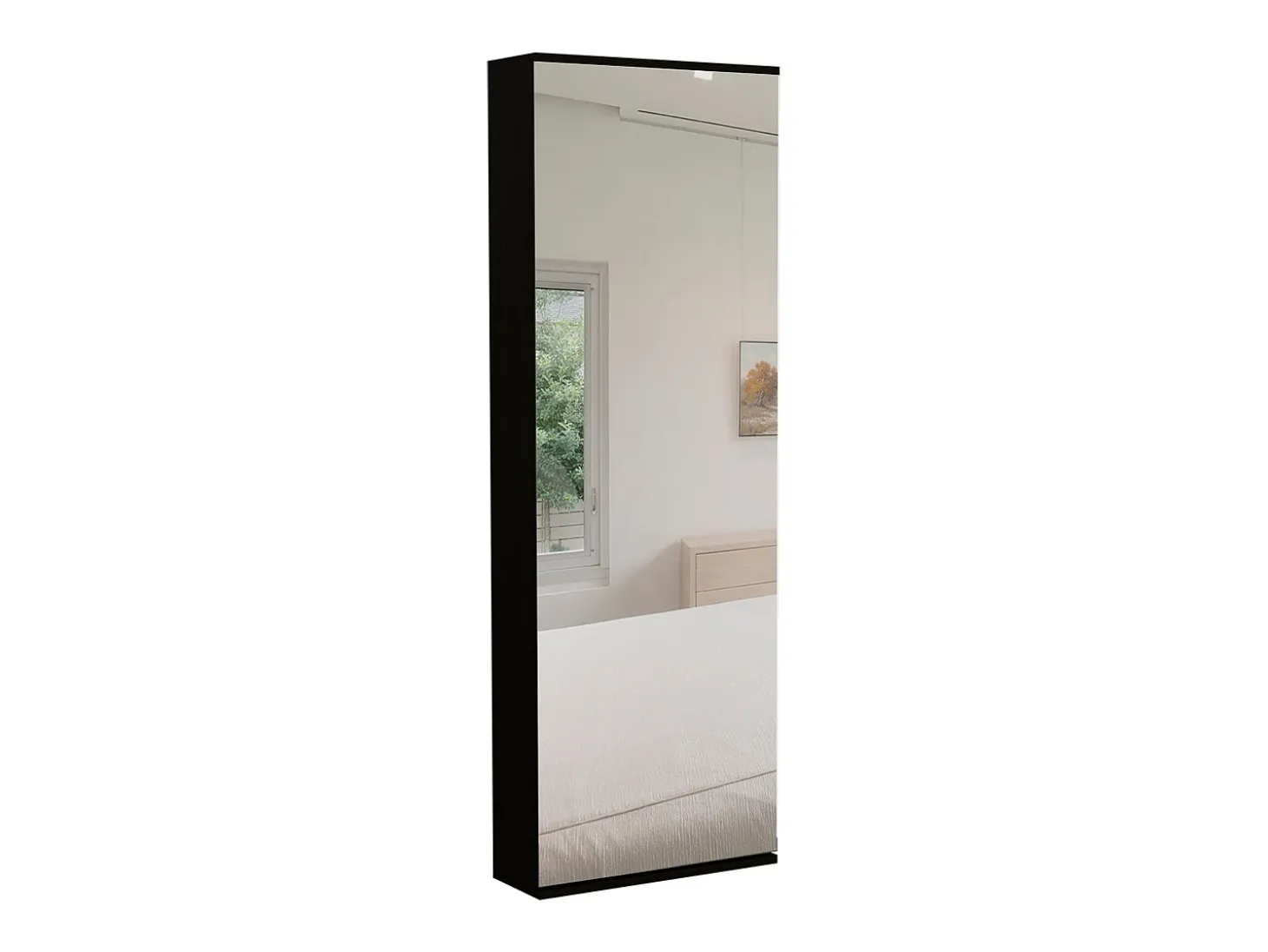 Zapatero Leto Montable en Pared con Espejo, Estilo Moderno y con Espacio , 137.92 cm X 46.99 cm X 20.57 cm , Negro