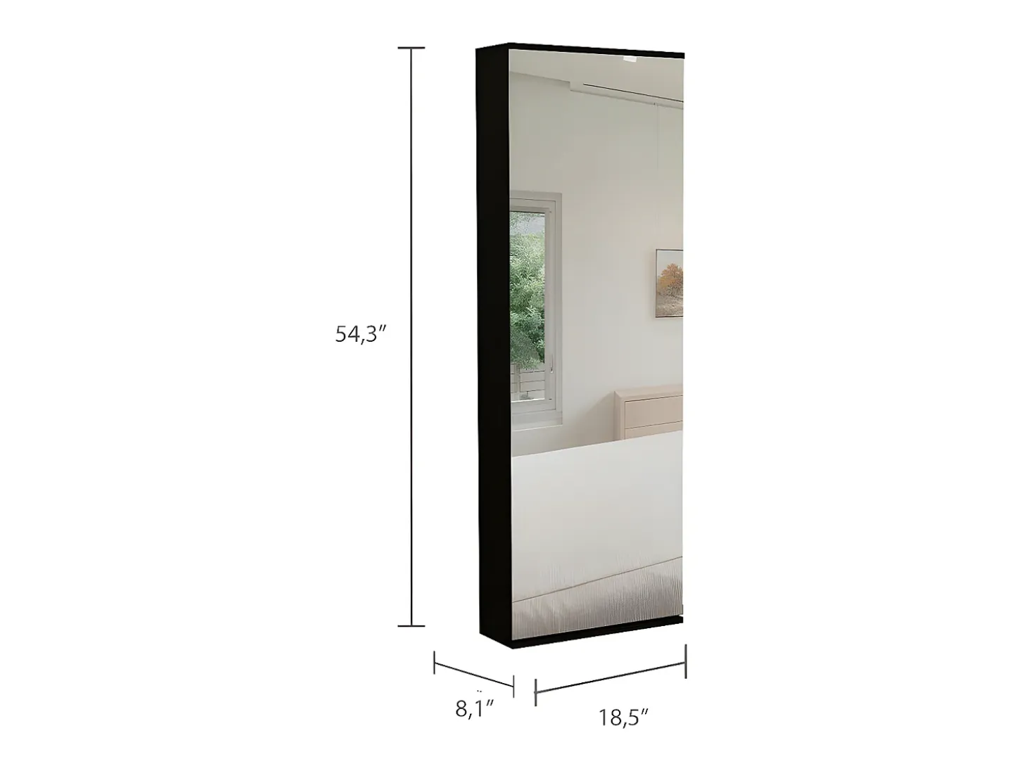 Zapatero Leto Montable en Pared con Espejo, Estilo Moderno y con Espacio , 137.92 cm X 46.99 cm X 20.57 cm , Negro
