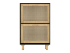 Zapatero madera contrachapada negro ratán natural 52x25x80 cm ES743720