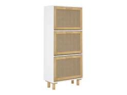 Zapatero madera contrachapada blanco ratán natural 52x25x115 cm ES983371