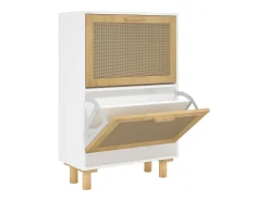 Zapatero madera contrachapada blanco ratán natural 52x25x80 cm ES981829