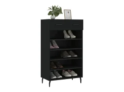 Zapatero madera de ingeniería negro 60x35x105 cm ES515503