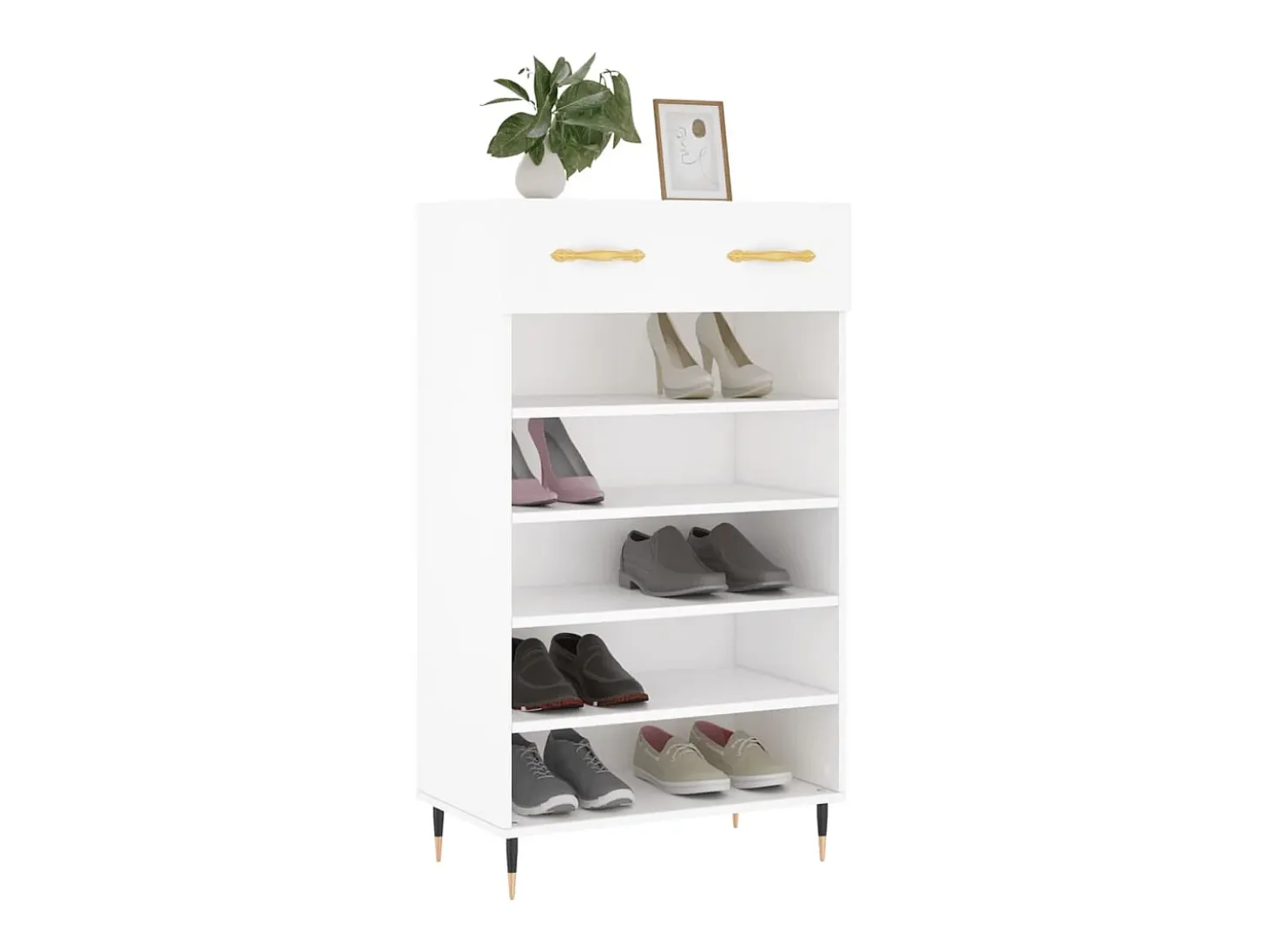 Zapatero madera de ingeniería blanco 60x35x105 cm ES866482