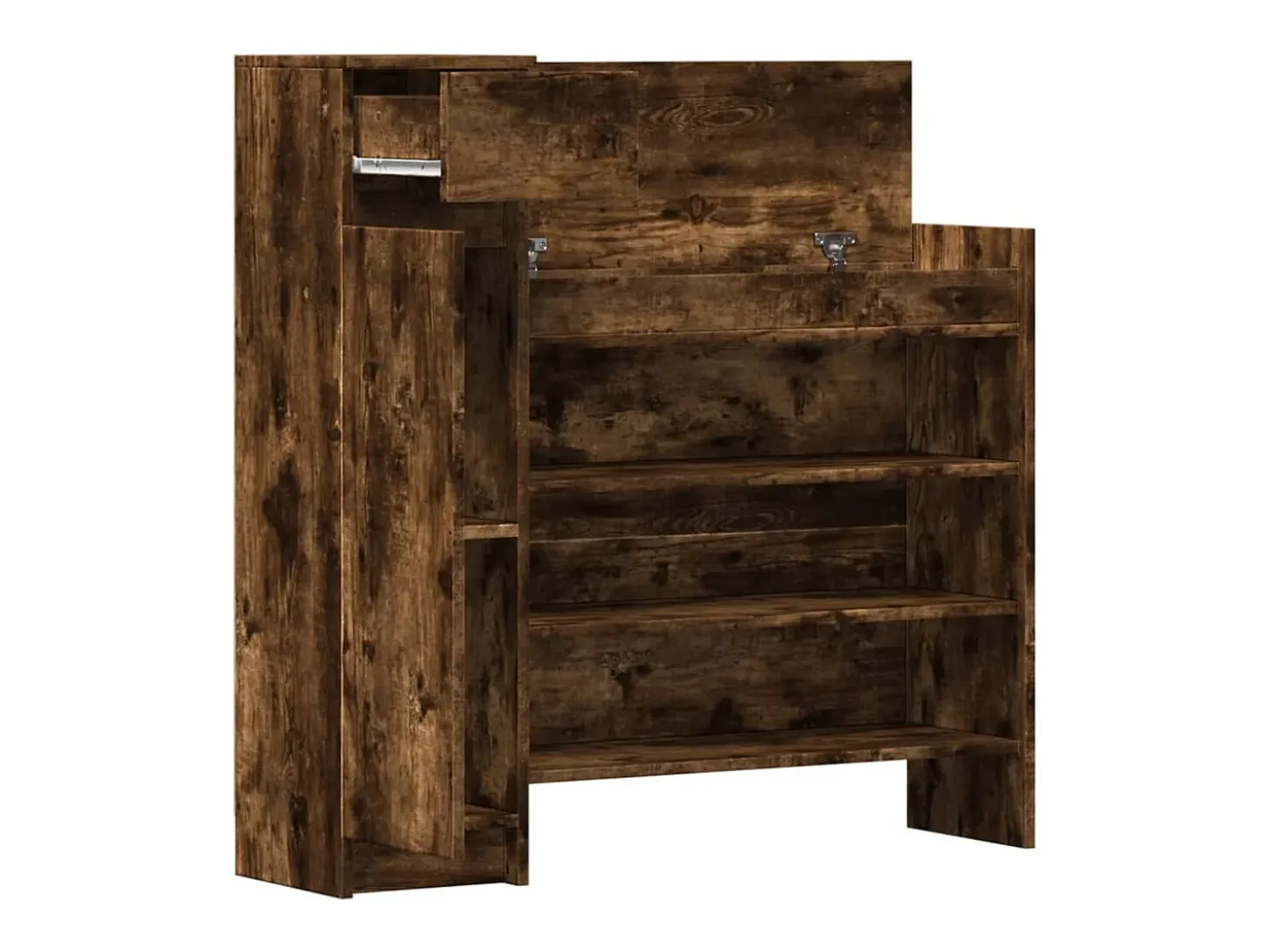 Zapatero madera de ingeniería roble ahumado 100,5x28x100 cm ES181547