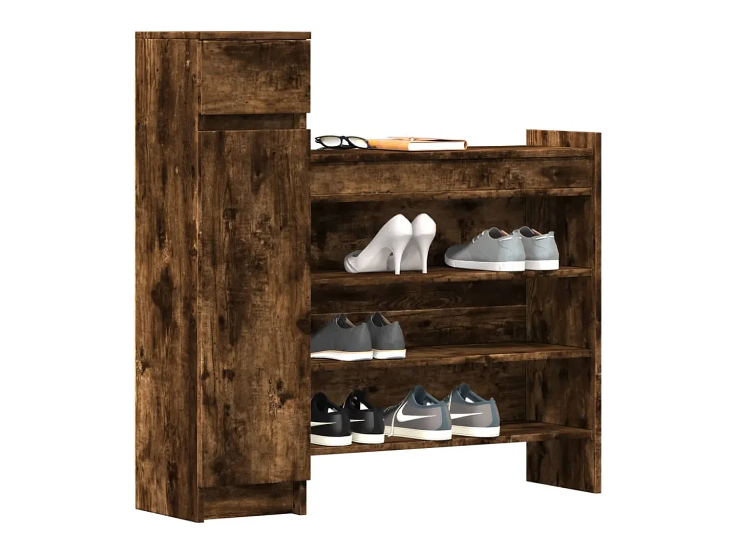 Zapatero madera de ingeniería roble ahumado 100,5x28x100 cm ES181547