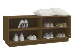 Zapatero Marrón Miel 110x34x45cm Madera Maciza de Pino