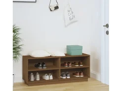 Zapatero Marrón Miel 110x34x45cm Madera Maciza de Pino