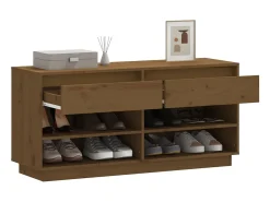 Zapatero Marrón Miel 110x34x52cm Madera Maciza de Pino