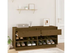 Zapatero Marrón Miel 110x34x52cm Madera Maciza de Pino