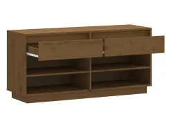 Zapatero Marrón Miel 110x34x52cm Madera Maciza de Pino