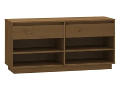 Zapatero Marrón Miel 110x34x52cm Madera Maciza de Pino
