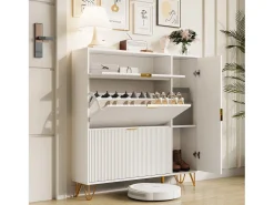 Zapatero moderno blanco con almacenamiento ajustable y diseño antideslizante: estilo lujoso y ligero.