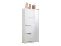 Zapatero moderno con 4 cajones abatibles - 80 x 24 x 147 cm - Tablero de partículas - Blanco