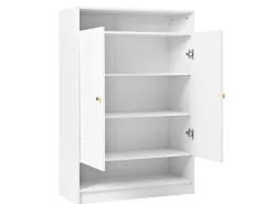 Zapatero moderno con 2 puertas y estantes regulables, MDF, blanco (146x34x109 cm)