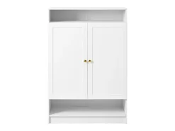 Zapatero moderno con 2 puertas y estantes regulables, MDF, blanco (146x34x109 cm)