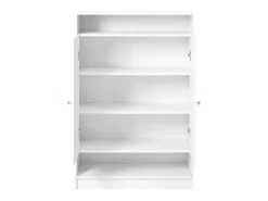 Zapatero moderno con 2 puertas y estantes regulables, MDF, blanco (146x34x109 cm)