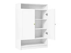 Zapatero moderno con 2 puertas y estantes regulables, MDF, blanco (146x34x109 cm)