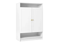 Zapatero moderno con 2 puertas y estantes regulables, MDF, blanco (146x34x109 cm)