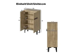 Zapatero moderno para la entrada - 60 x 34,5 x 95 cm - con 2 puertas + estantes regulables - aglomerado - natural