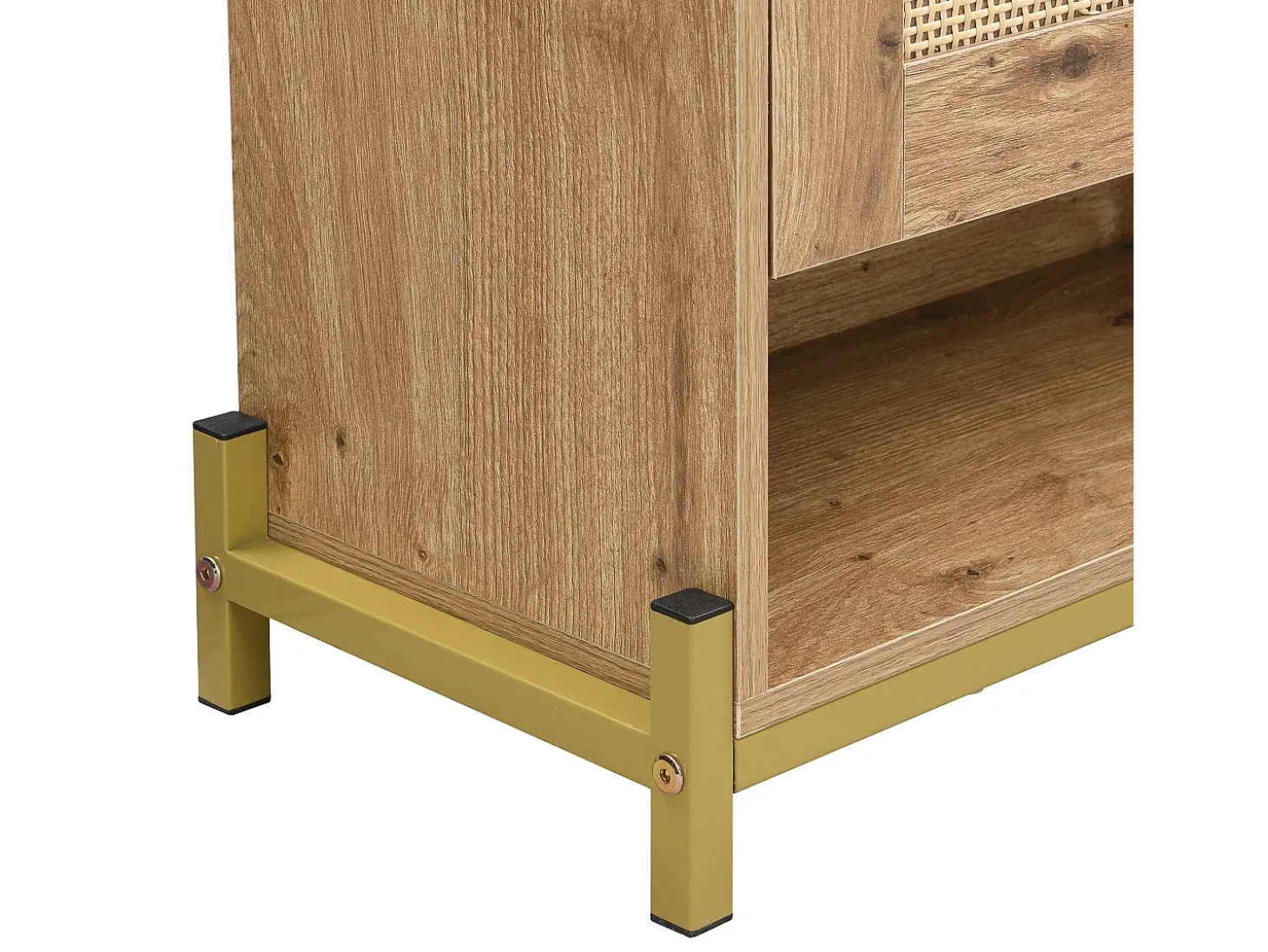 Zapatero Natural - Zapatero con 4 Puertas de Ratán y 2 Divisiones Abiertas - para recibidores y corredores