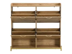 Zapatero natural - Zapatero con 4 puertas de madera y 2 divisiones abiertas - para recibidores y pasillos