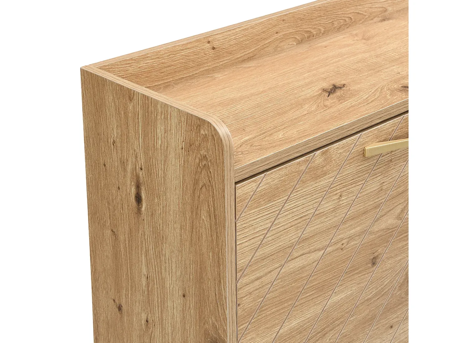 Zapatero natural - Zapatero con 4 puertas de madera y 2 divisiones abiertas - para recibidores y pasillos