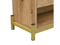 Zapatero natural - Zapatero con 4 puertas de madera y 2 divisiones abiertas - para recibidores y pasillos