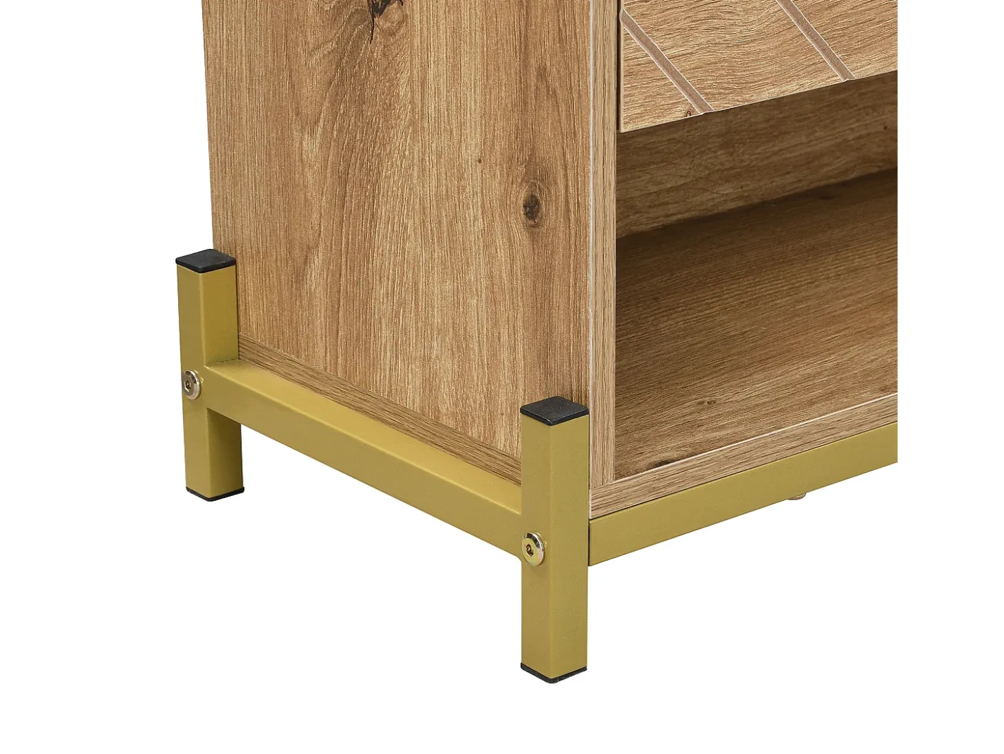 Zapatero natural - Zapatero con 4 puertas de madera y 2 divisiones abiertas - para recibidores y pasillos