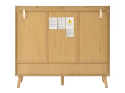 Zapatero natural con 3 puertas de ratán y 1 cajón, tirador de metal 120x35x106cm