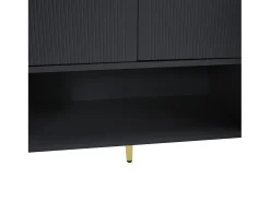 Zapatero negro con 2 cajones y 4 puertas, tiradores y patas dorados