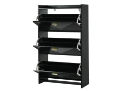 Zapatero negro con 3 puertas abatibles y 6 compartimentos