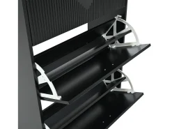 Zapatero negro con 3 puertas abatibles y 6 compartimentos