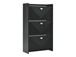 Zapatero negro con 3 puertas abatibles y 6 compartimentos