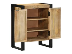 Zapatero negro 30x30x40 cm en madera maciza de mango y acero