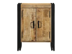 Zapatero negro 30x30x40 cm en madera maciza de mango y acero