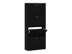 Zapatero negro 63x24x147 cm Madera contrachapada