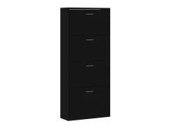 Zapatero negro 63x24x147 cm Madera contrachapada