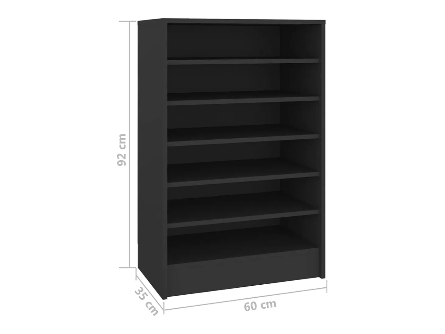 Zapatero negro 60x35x92 cm Madera contrachapada