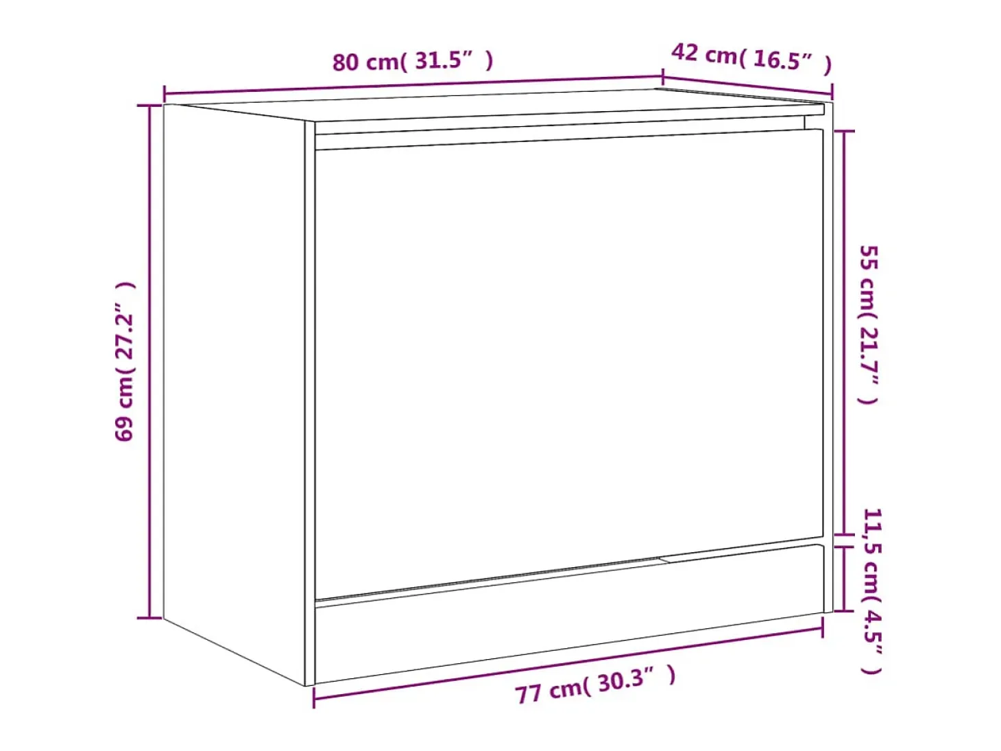 Zapatero negro 80x42x69 cm madera contrachapada