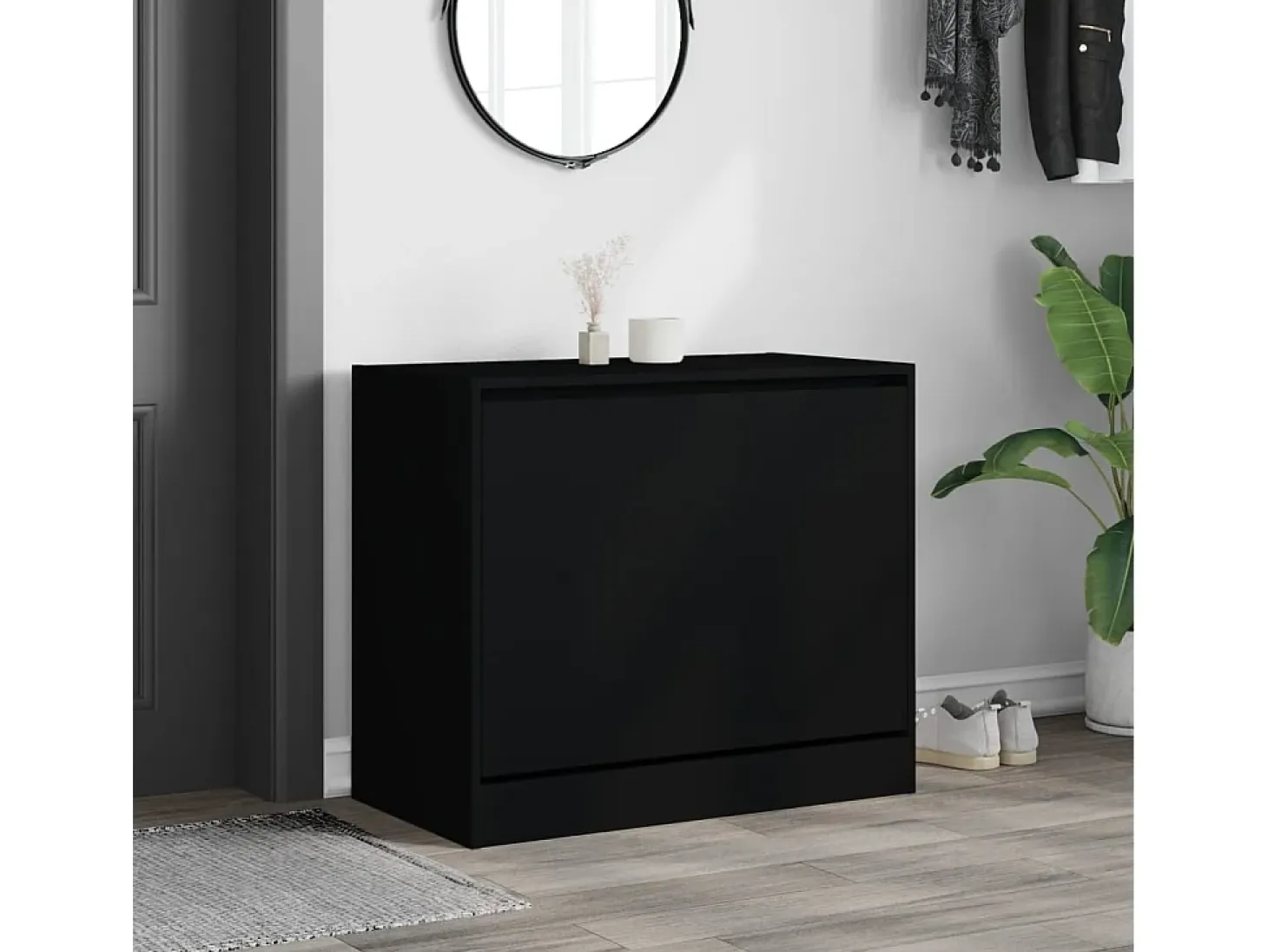 Zapatero negro 80x42x69 cm madera contrachapada